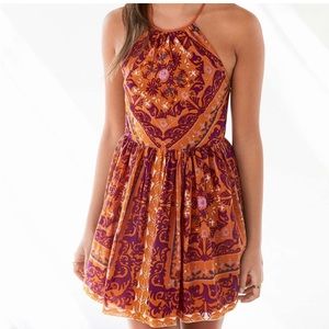 Urban Outfitters ecoté halter backless dress - Damask Tribal Print